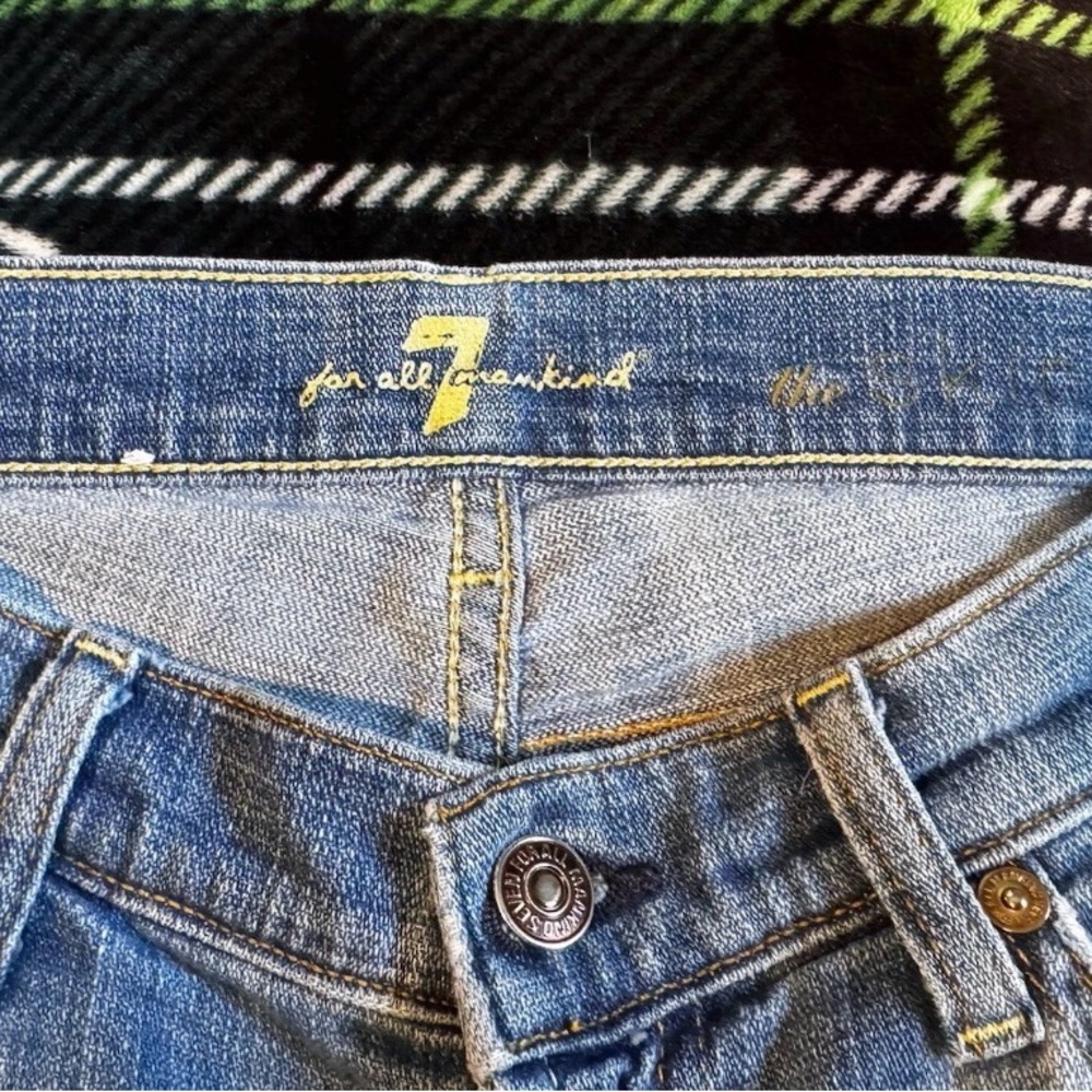 7 For All Mankind Skinny Jeans Womens 26 Low Rise Stretch Blue Distressed - Picture 6 of 7